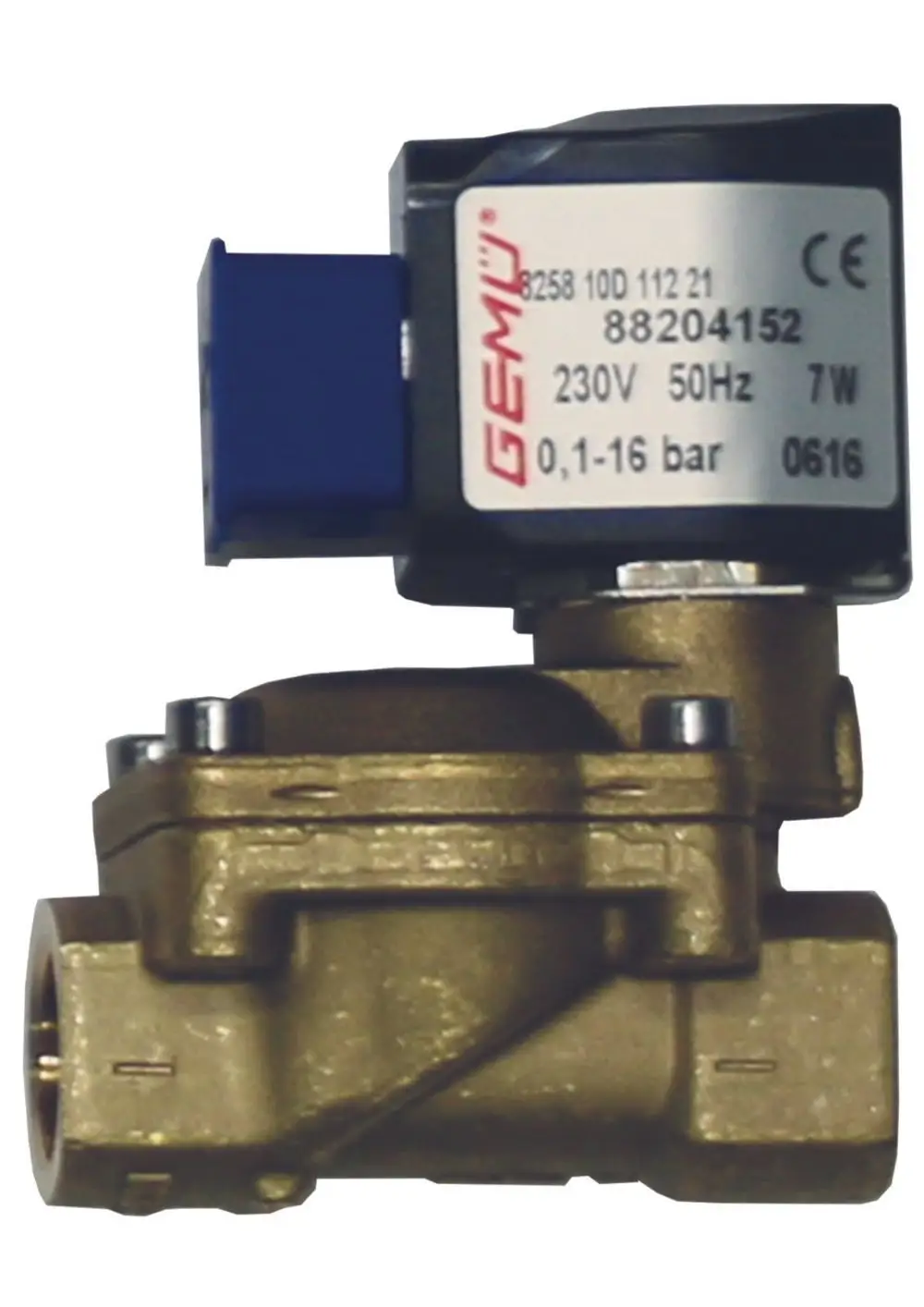 Magnetventil von Judo mit einem elektrischen Antrieb. Daten auf dem Typenschild: 230V, 50Hz, 7W, Druckbereich 0,1-16 bar. Metallgehäuse, zwei Anschlussstellen.